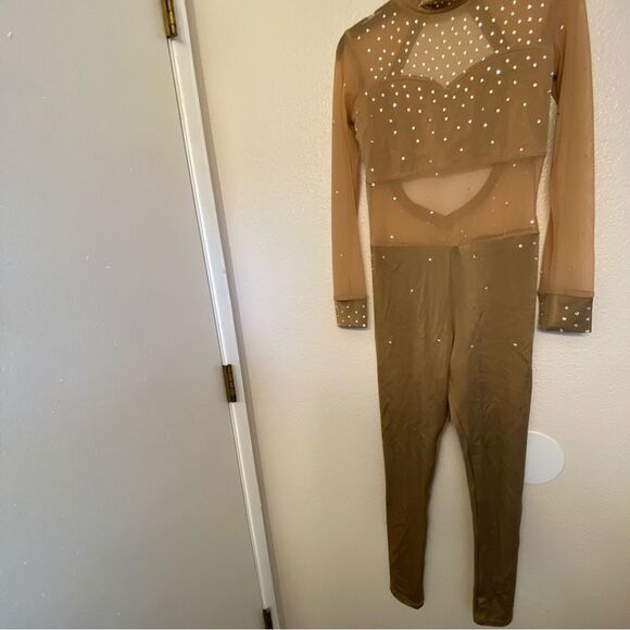 The Line up dance costume JUPELA UNITARD tan beige custom rhinestone SA adult - Picture 3 of 12
